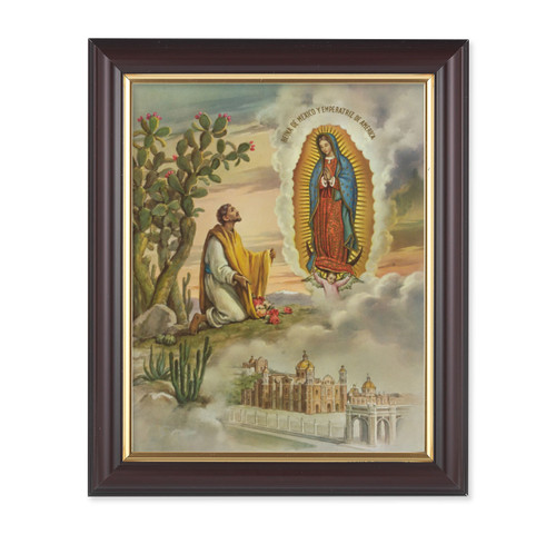 Our Lady of Guadalupe with Juan Diego Walnut Framed Art | 8" x 10"