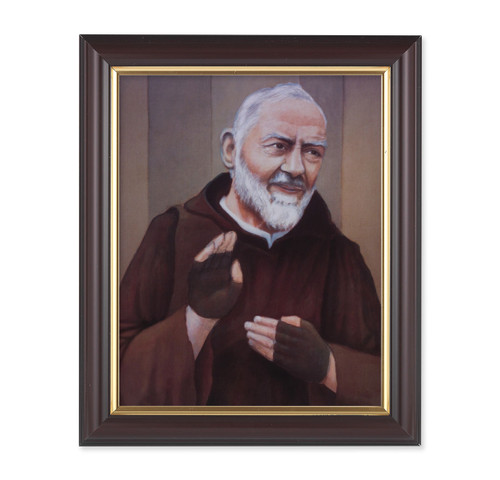 St. Pio Walnut Framed Art | 8" x 10"