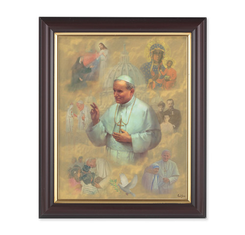 St. John Paul II Walnut Framed Art | Style A | 8" x 10"