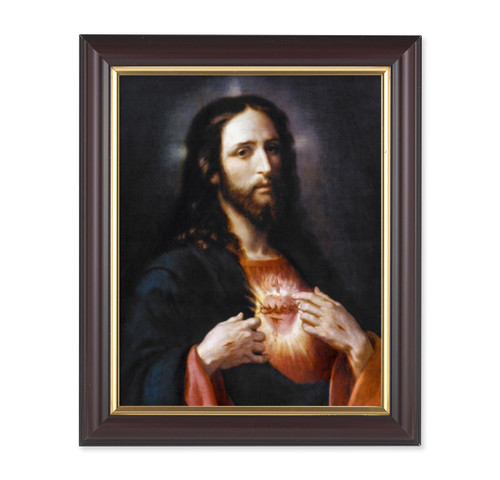 Sacred Heart of Jesus Walnut Framed Art | Style I | 8" x 10"