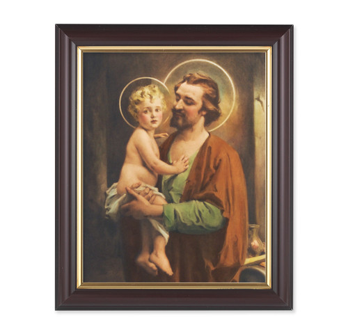 St. Joseph with Jesus Walnut Framed Art | 8" x 10"