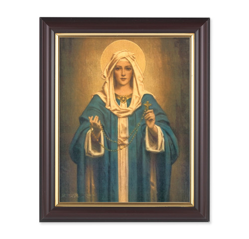 Our Lady of the Rosary Walnut Framed Art | 8" x 10"