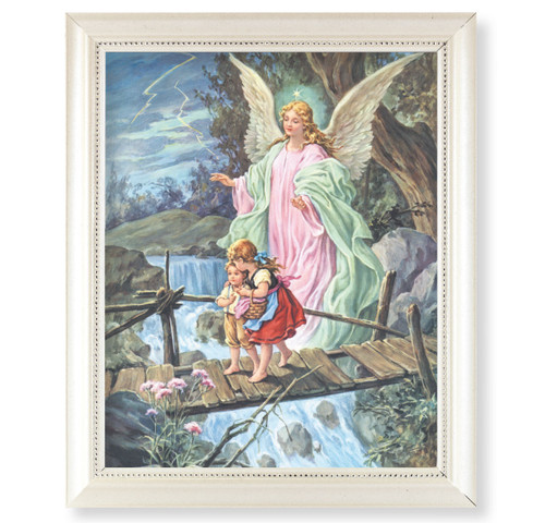 Guardian Angel Pearlized White Framed Art | Style A