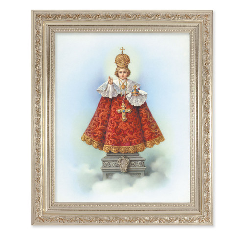 Infant of Prague Antique Silver Framed Art