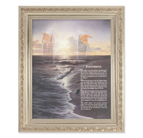 Footprints Antique Silver Framed Art