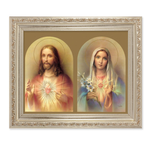 The Sacred Hearts Antique Silver Framed Art | Style I