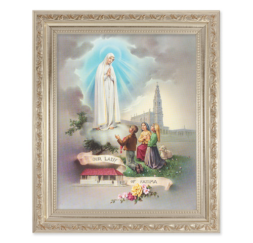 Our Lady of Fatima Antique Silver Framed Art | Style A