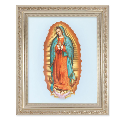 Our Lady of Guadalupe Antique Silver Framed Art | Style A