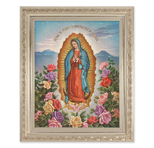 Our Lady of Guadalupe Antique Silver Framed Art | Style C