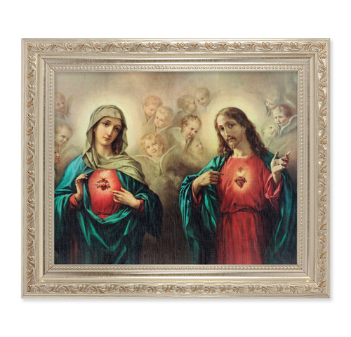 Sacred Heart of Jesus Antique Silver Framed Art | Style I