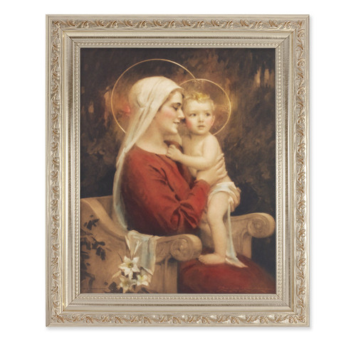 Madonna and Child Antique Silver Framed Art | Style C