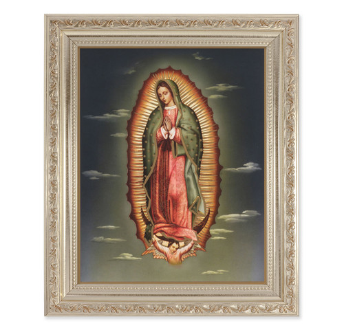 Our Lady of Guadalupe Antique Silver Framed Art | Style D
