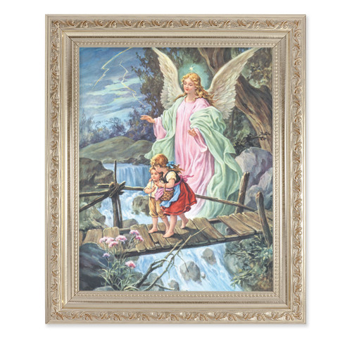 Guardian Angel Antique Silver Framed Art | Style A