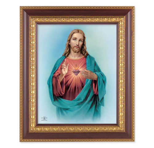 Sacred Heart of Jesus Cherry Gold Framed Art | Style A