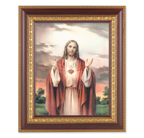 The Sacred Heart of Jesus Cherry Gold Framed Art
