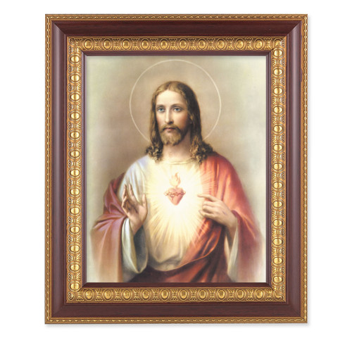 Sacred Heart of Jesus Cherry Gold Framed Art | Style C