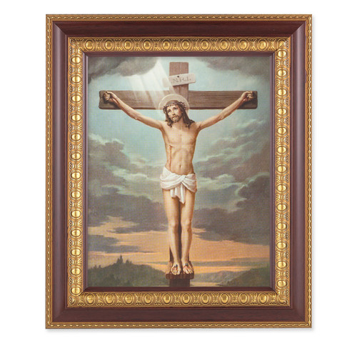 Crucifixion Cherry Gold Framed Art | Style A