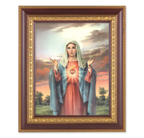 Immaculate Heart of Mary Cherry Gold Framed Art | Style B