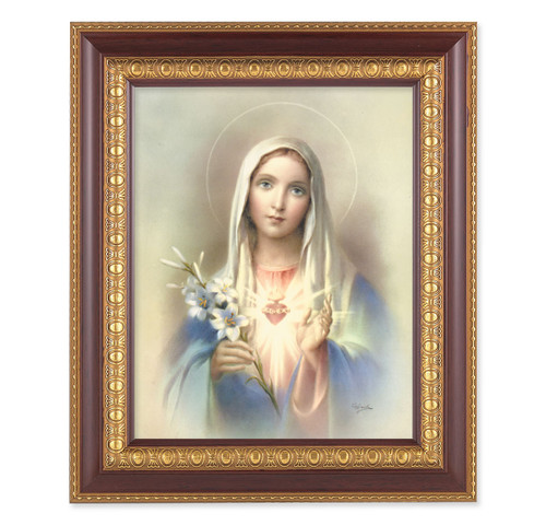 Immaculate Heart of Mary Cherry Gold Framed Art | Style E