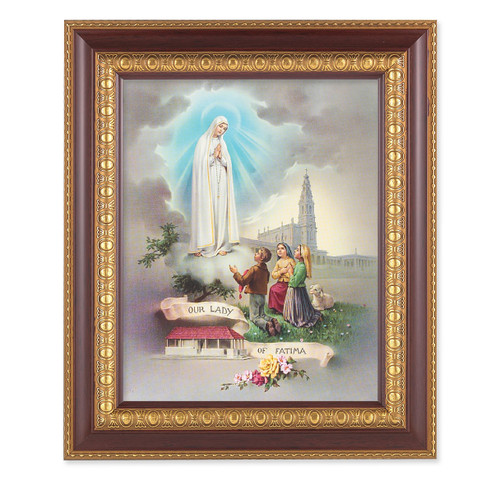 Our Lady of Fatima Cherry Gold Framed Art | Style A