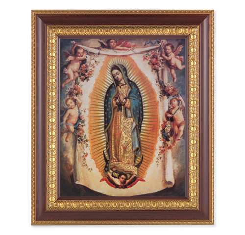 Our Lady of Guadalupe with Angels Cherry Gold Framed Art