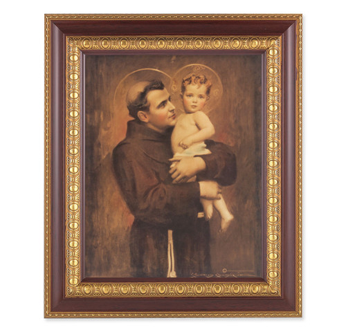 St. Anthony with Jesus Cherry Gold Framed Art