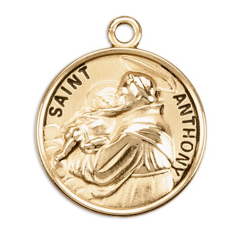 Patron Saint Anthony 14kt Gold Round Medal