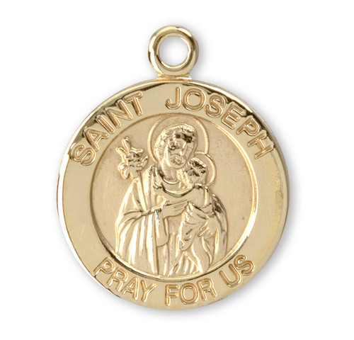 Patron Saint Joseph 14 Karat Gold Round Medal | Style B