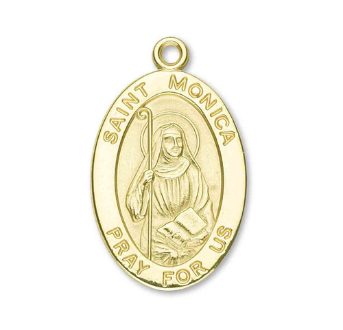 Patron Saint Monica Oval 14 Karat Gold Medal