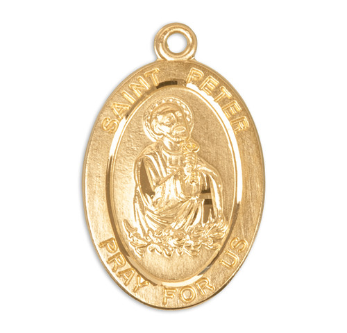 Patron Saint Peter Oval Gold Over Sterling Silver Medal