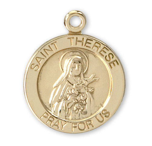 Patron Saint Therese 14 Karat Gold Round Medal | Style A