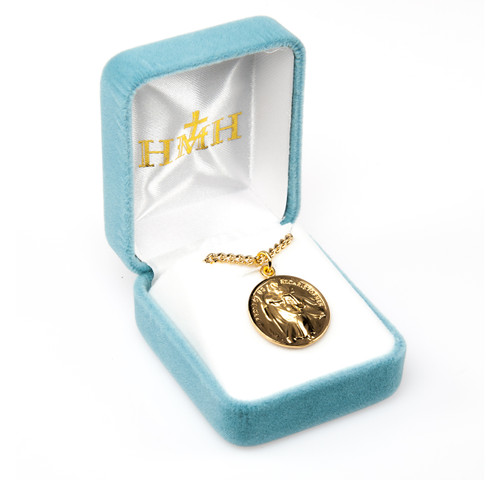 Saint Christopher Double Sided Gold Over Sterling Silver Medal