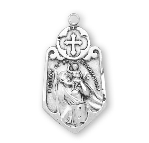 Saint Christopher Sterling Silver Medal | 24" Chain