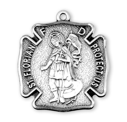 Saint Florian Sterling Silver Firefighters Medal | 20" Chain