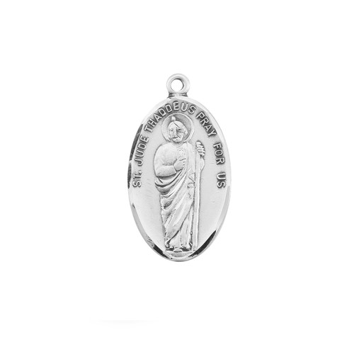 Saint Jude Oval Sterling Silver Medal | 24" Chain