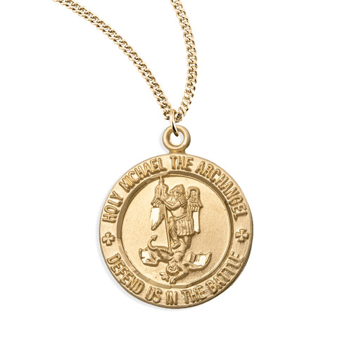 Saint Michael Round Gold over Sterling Silver Medal