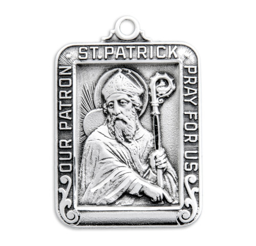 Saint Patrick Square Sterling Silver Medal