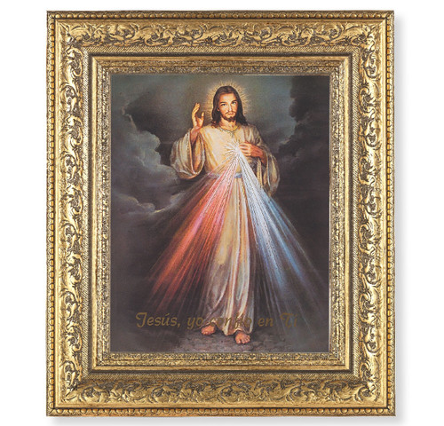 Divine Mercy (Spanish) Gold-Leaf Antique Framed Art