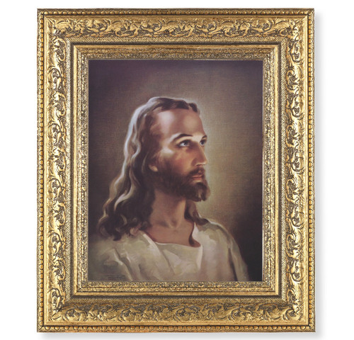 Head of Christ Gold-Leaf Antique Framed Art | Style B