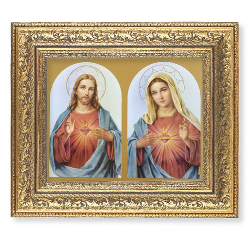 The Sacred Hearts Gold-Leaf Antique Framed Art | Style A