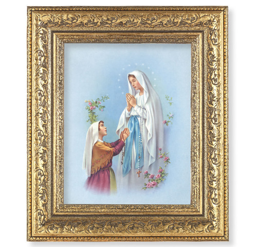 Our Lady of Lourdes Gold-Leaf Antique Framed Art