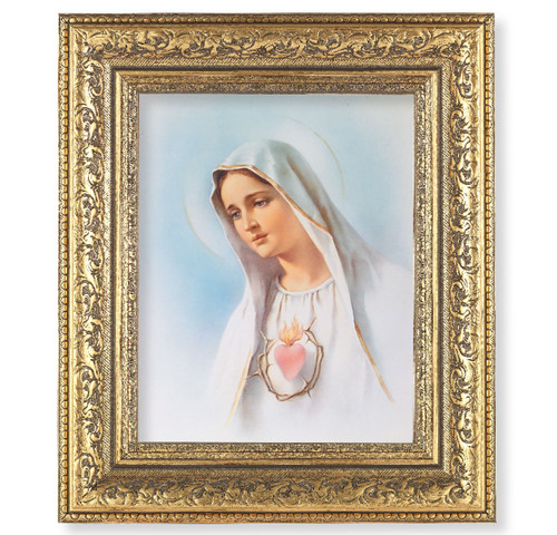 Immaculate Heart of Mary Gold-Leaf Antique Framed Art | Style F