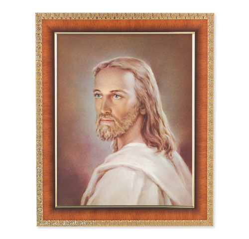 Head of Christ Natural Tiger Cherry Framed Art | Style A