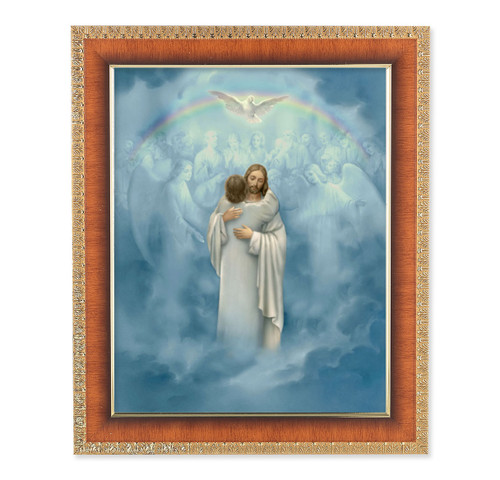 Christ Welcoming Home Natural Tiger Cherry Framed Art