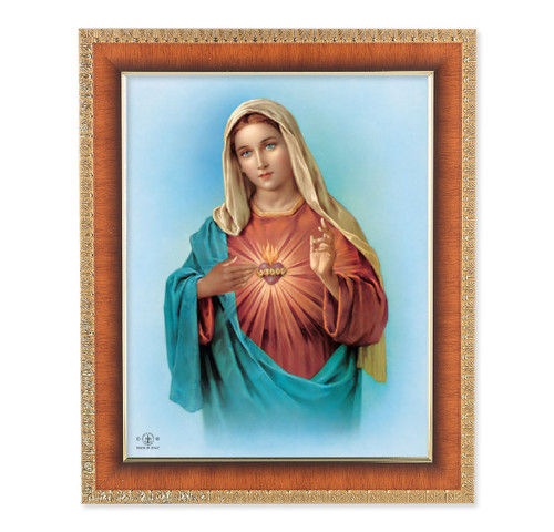 Immaculate Heart of Mary Natural Tiger Cherry Framed Art | Style A