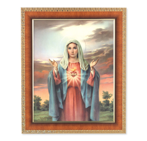 Immaculate Heart of Mary Natural Tiger Cherry Framed Art | Style B
