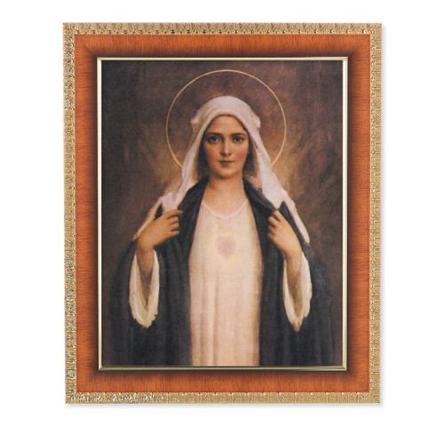 Immaculate Heart of Mary Natural Tiger Cherry Framed Art | Style D