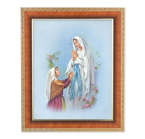 Our Lady of Lourdes Natural Tiger Cherry Framed Art