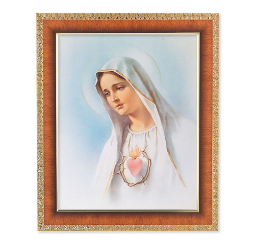 Immaculate Heart of Mary Natural Tiger Cherry Framed Art | Style F