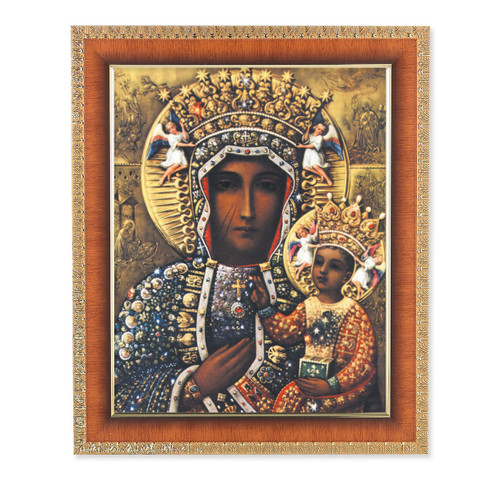 Our Lady of Czestochowa Natural Tiger Cherry Framed Art